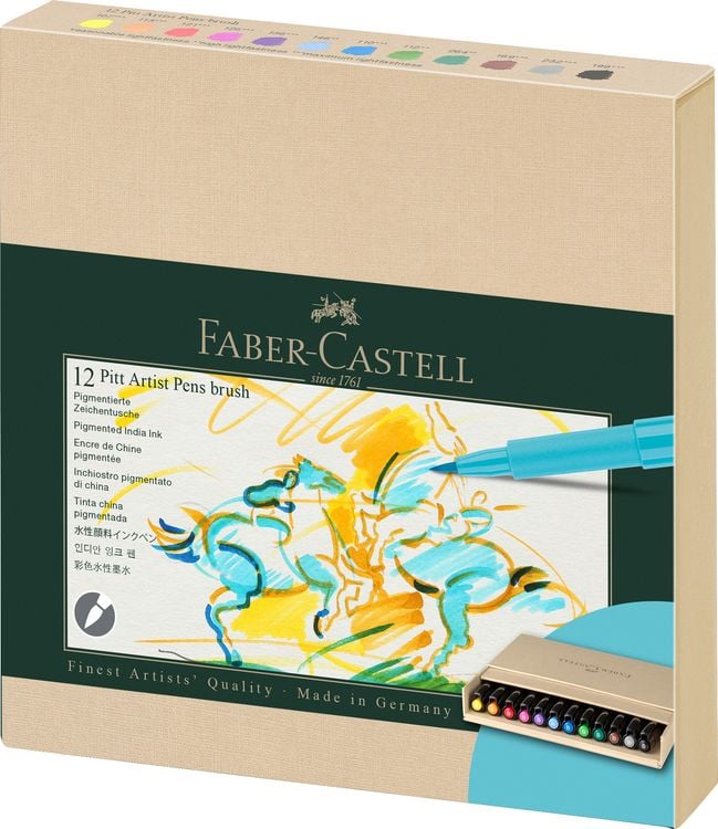 Produktbild: Faber-Castell Tuschestifte Pitt Artist Pens Brush, 12er Atelierbox