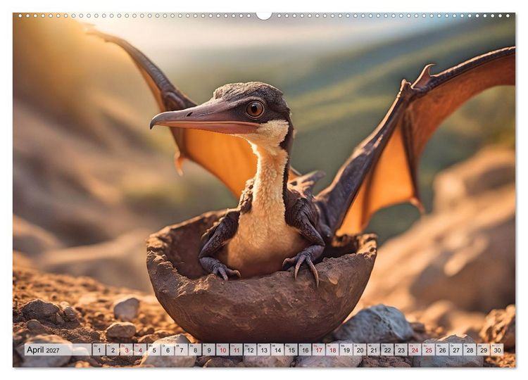 Produktbild: Pr&auml;historische Kinderstube - niedliche Tierkinder der Urzeit (hochwertiger Premium Wandkalender 2027 DIN A2 quer), Kunstdruck in Hochglanz