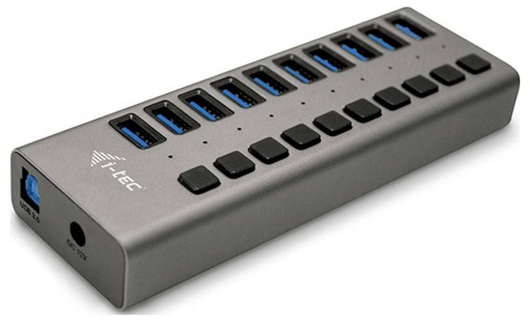 Produktbild: i-tec U3CHARGEHUB10 USB-Hub 10 Port USB-A USB 3.0 5 GBit/s Grau I-TEC USB 3.0 Charging HUB 10 Port