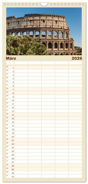 Produktbild: Familienplaner 2026 - Rom-Italien mit 5 Spalten (Wandkalender, 21 x 45 cm) CALVENDO