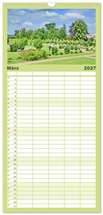 Produktbild: Familienplaner 2027 - Schlossgarten Neustrelitz mit 5 Spalten (Wandkalender, 21 x 45 cm) CALVENDO
