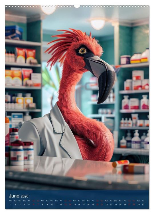 Produktbild: Funny animals in a pharmacist outfit (High Quality Premium Wall Calendar 2026 DIN A2 portrait),CALVENDO 12 Month Wall Calendar
