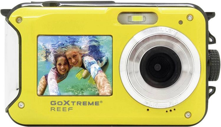 Produktbild: GoXtreme Reef Yellow Digitalkamera 24 Megapixel  Gelb  Full HD Video, Wasserdicht bis 3 m, Unterwasserkamera, Sto&szlig;fest, mit eingebautem Blitz