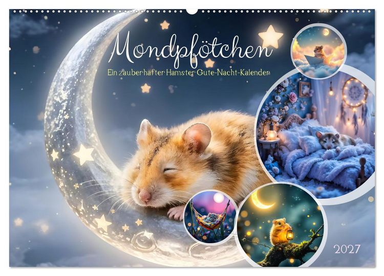 Produktbild: Mondpf&ouml;tchen - Ein zauberhafter Hamster Gute-Nacht-Kalender (Wandkalender 2027 DIN A2 quer), CALVENDO Monatskalender