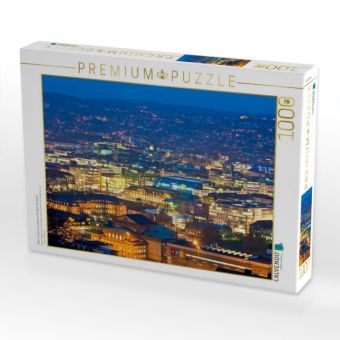 Produktbild: CALVENDO Puzzle Blick auf die Innenstadt von Stuttgart bei Nacht | 1000 Teile Lege-Gr&ouml;&szlig;e 64x48cm Foto-Puzzle f&uuml;r gl&uuml;ckliche Stunden