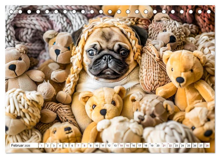 Produktbild: Mops-Mania - Der Spa&szlig;kalender f&uuml;r Mops-Fans (Tischkalender 2026 DIN A5 quer), CALVENDO Monatskalender
