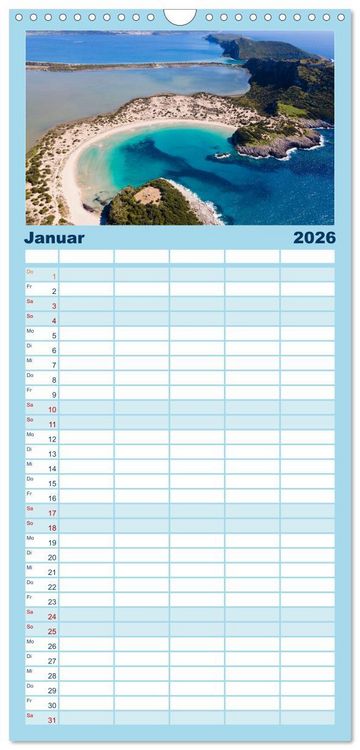 Produktbild: Familienplaner 2026 - Traumstr&auml;nde Griechenlands mit 5 Spalten (Wandkalender, 21 x 45 cm) CALVENDO