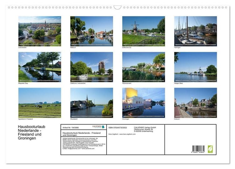 Produktbild: Hausbooturlaub Niederlande - Friesland und Groningen (Wandkalender 2026 DIN A2 quer), CALVENDO Monatskalender