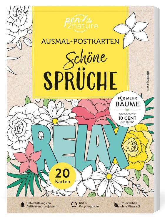 Produktbild: Ausmal-Postkarten Schöne Sprüche | 20 Karten