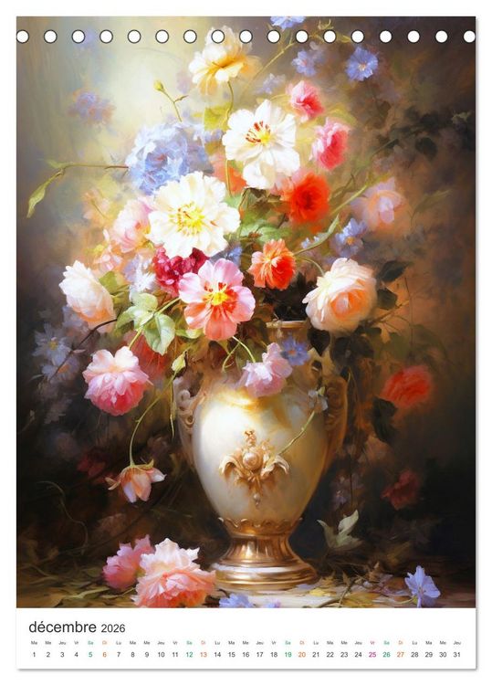 Produktbild: Vases en fleur (Calendrier de bureau 2026 DIN A5 horizontal), CALVENDO calendrier mensuel