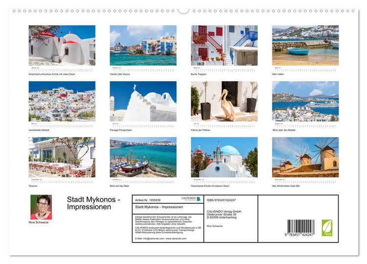 Produktbild: Stadt Mykonos - Impressionen (hochwertiger Premium Wandkalender 2026 DIN A2 quer), Kunstdruck in Hochglanz