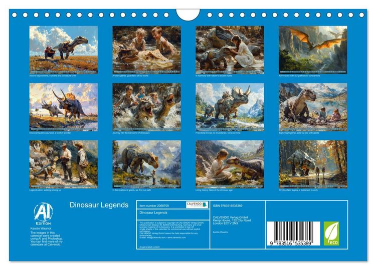Produktbild: Dinosaur Legends (Wall Calendar 2026 DIN A4 landscape), CALVENDO 12 Month Wall Calendar