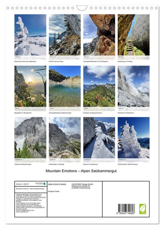 Produktbild: Mountain Emotions &ndash; Alpen Salzkammergut (Wandkalender 2026 DIN A3 hoch), CALVENDO Monatskalender