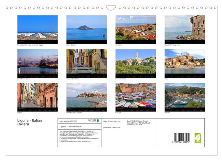 Produktbild: Liguria - Italian Riviera (Wall Calendar 2026 DIN A3 landscape), CALVENDO 12 Month Wall Calendar