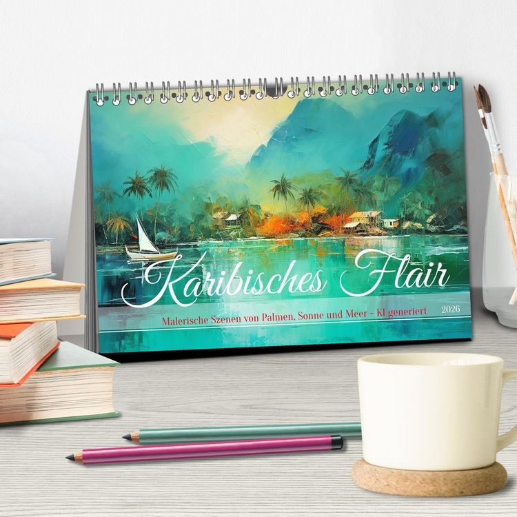 Produktbild: Karibisches Flair (Tischkalender 2026 DIN A5 quer), CALVENDO Monatskalender