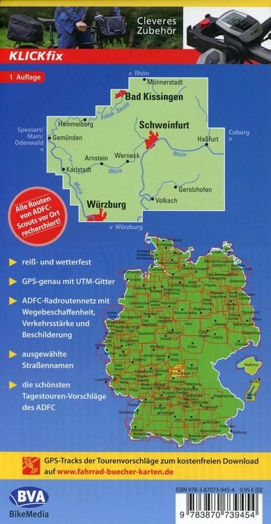 Produktbild: ADFC-Regionalkarte Schweinfurt, 1:50.000, reiß- und wetterfest, GPS-Tracks Download