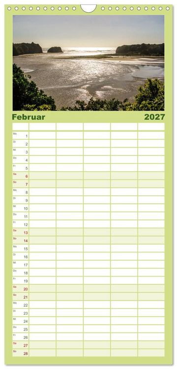 Produktbild: Familienplaner 2027 - Faszination Neuseeland mit 5 Spalten (Wandkalender, 21 x 45 cm) CALVENDO