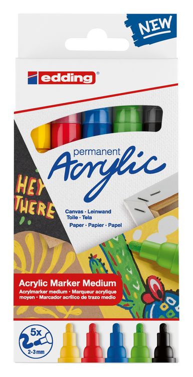 Produktbild: Edding Acrylmarker Acrylic 5100 Mittel 5er Set