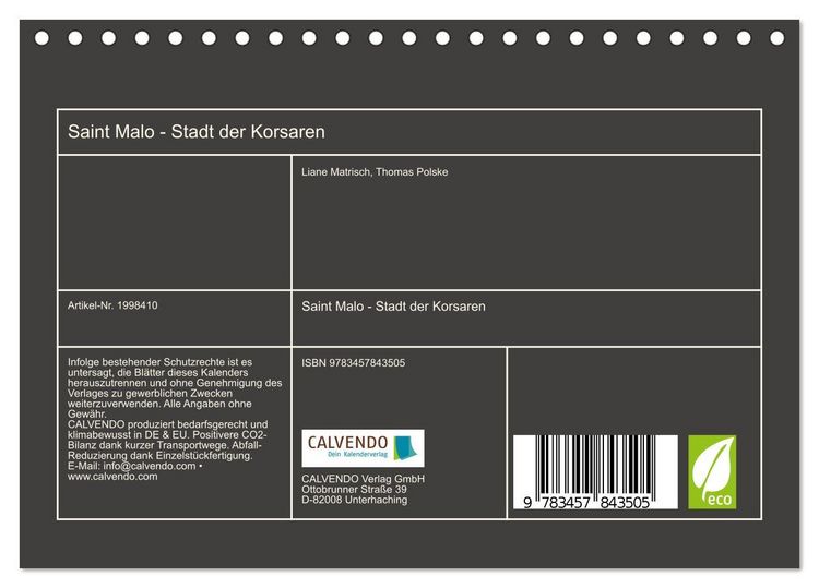 Produktbild: Saint Malo - Stadt der Korsaren (Tischkalender 2026 DIN A5 quer), CALVENDO Monatskalender