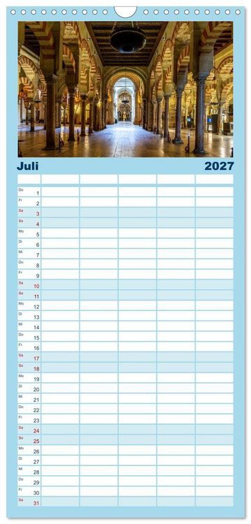 Produktbild: Familienplaner 2027 - Pen&iacute;nsula Ib&eacute;rica mit 5 Spalten (Wandkalender, 21 x 45 cm) CALVENDO