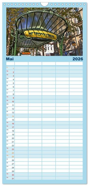 Produktbild: Familienplaner 2026 - Paris mit 5 Spalten (Wandkalender, 21 x 45 cm) CALVENDO
