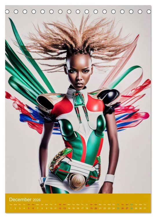 Produktbild: African beauties in a feather style (Desk Calendar 2026 DIN A5 portrait), CALVENDO 12 Month DeskCalendar