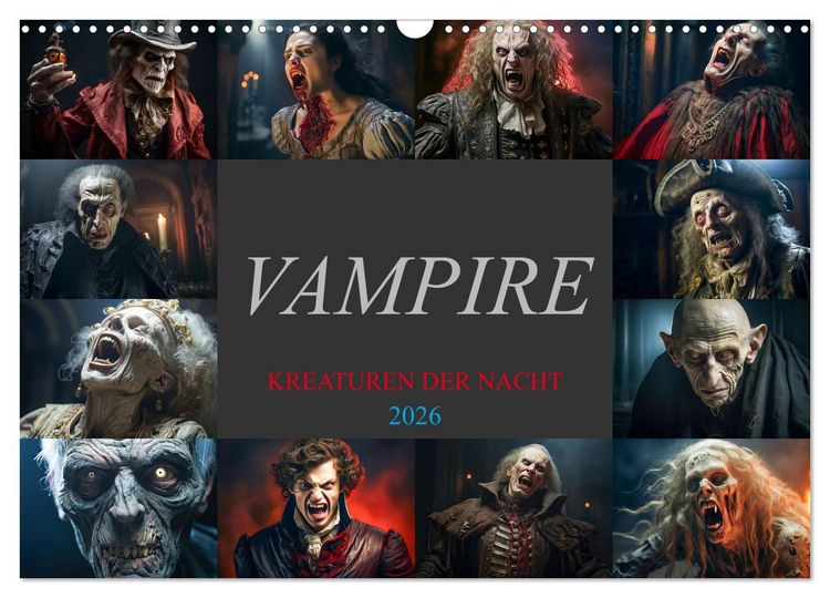 Produktbild: Vampire - Kreaturen der Nacht (Wandkalender 2026 DIN A3 quer), CALVENDO Monatskalender