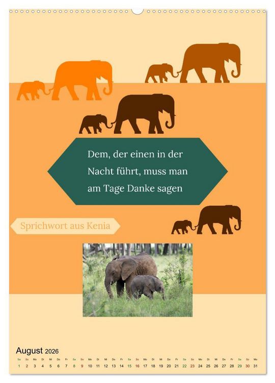 Produktbild: Kenia..mit einem Hauch Poesie - Weisheiten und Zitate (hochwertiger Premium Wandkalender 2026 DIN A2 hoch), Kunstdruck in Hochglanz