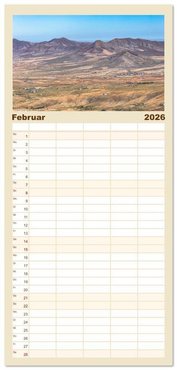 Produktbild: Familienplaner 2026 - Fuerteventura - W&uuml;stenzauber und Meeresrauschen mit 5 Spalten (Wandkalender, 21 x 45 cm) CALVENDO