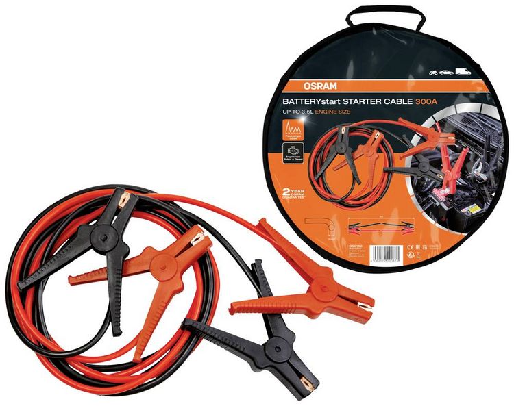 Produktbild: Osram Automotive BATTERYstart STARTER CABLE 300A Starthilfekabel 16 mm&sup2; Aluminium (kupferbeschichtet) 3 m mit Kunststoffzangen