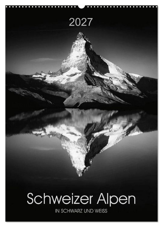 Produktbild: SCHWEIZER ALPEN in Schwarz und Wei&szlig; (Wandkalender 2027 DIN A2 hoch), CALVENDO Monatskalender