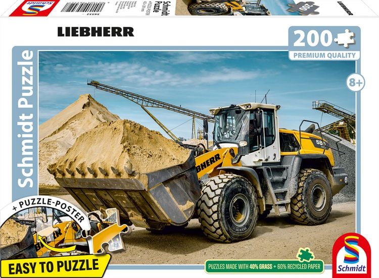 Produktbild: Schmidt 56552 - LIEBHERR Radlader L580, Puzzle mit Poster, 200 Teile aus NATPAX&reg; Graspappe