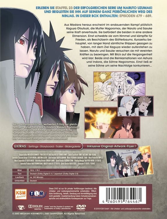 Produktbild: Naruto Shippuden - Staffel 23: Der Ursprung des Ninshu - Die zwei Seelen, Indora und Ashura (Folgen 679-689) [3 DVDs]