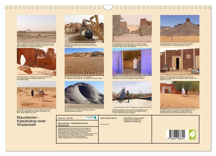 Produktbild: Mauretanien - Kaleidoskop einer W&uuml;stenwelt (Wandkalender 2026 DIN A3 quer), CALVENDO Monatskalender