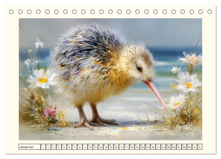 Produktbild: Entz&uuml;ckende Kiwis. Neuseelands kleiner Laufvogel am Meer (Tischkalender 2027 DIN A5 quer), CALVENDO Monatskalender