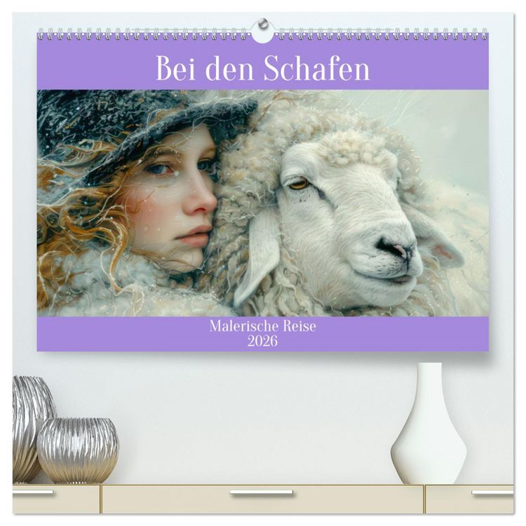 Produktbild: Bei den Schafen - Malerische Reise (hochwertiger Premium Wandkalender 2026 DIN A2 quer), Kunstdruck in Hochglanz