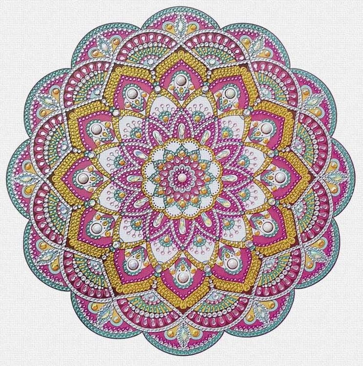 Produktbild: URSUS Erwachsenen-Bastelsets Diamond Painting, Diamanten Mandala, magenta/mint/orange, Set 11