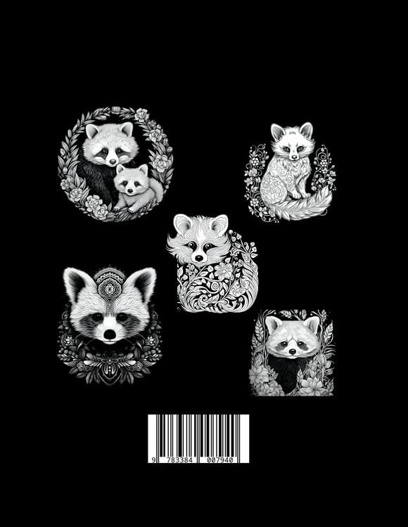 Produktbild: Schwarzes &bdquo;Roter Panda Malbuch&ldquo;.