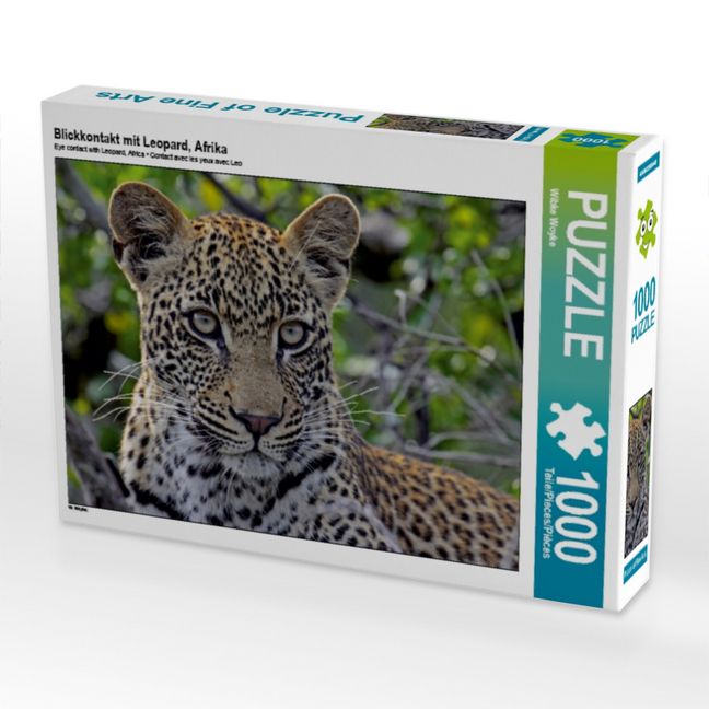 Produktbild: CALVENDO Puzzle Blickkontakt mit Leopard, Afrika | 1000 Teile Lege-Gr&ouml;&szlig;e 64x48cm Foto-Puzzle f&uuml;r gl&uuml;ckliche Stunden