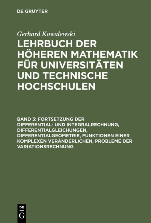 Produktbild: Fortsetzung der Differential- und Integralrechnung, Differentialgleichungen, Differentialgeometrie, Funktionen einer komplexen Ver&auml;nderlichen, Probleme der Variationsrechnung