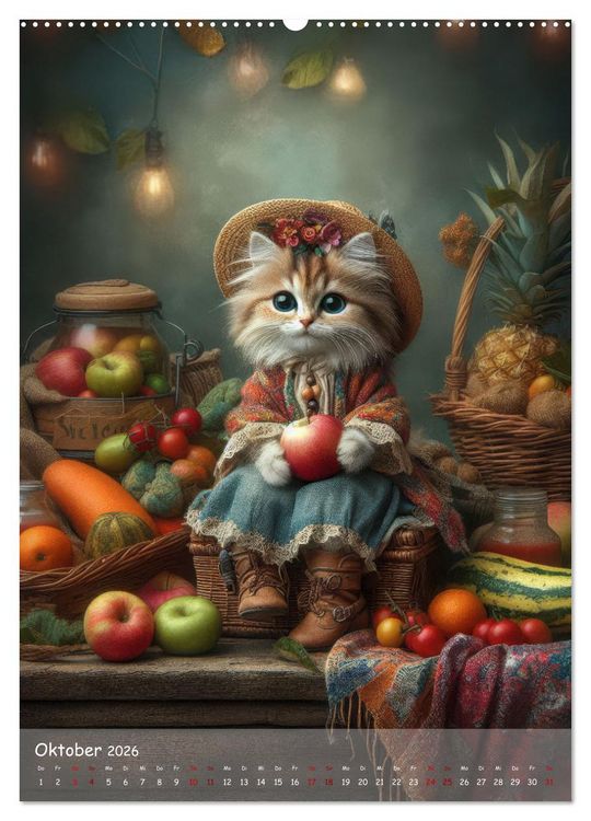 Produktbild: Katzen im Boho-Look - Ein Jahr voller Vielfalt und Charme mit niedlichen Samtpfoten (Wandkalender 2026 DIN A2 hoch), CALVENDO Monatskalender