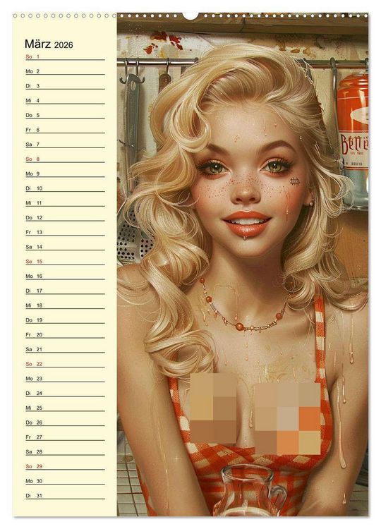 Produktbild: Schatz, ich hab gekocht! Sexy-lustige Pin-up-Girls in der K&uuml;che (hochwertiger Premium Wandkalender 2026 DIN A2 hoch), Kunstdruck in Hochglanz