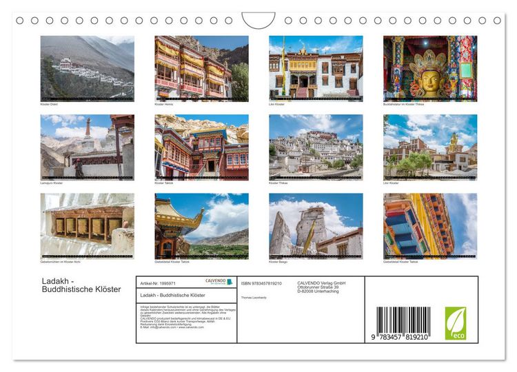 Produktbild: Ladakh - Buddhistische Kl&ouml;ster (Wandkalender 2026 DIN A4 quer), CALVENDO Monatskalender