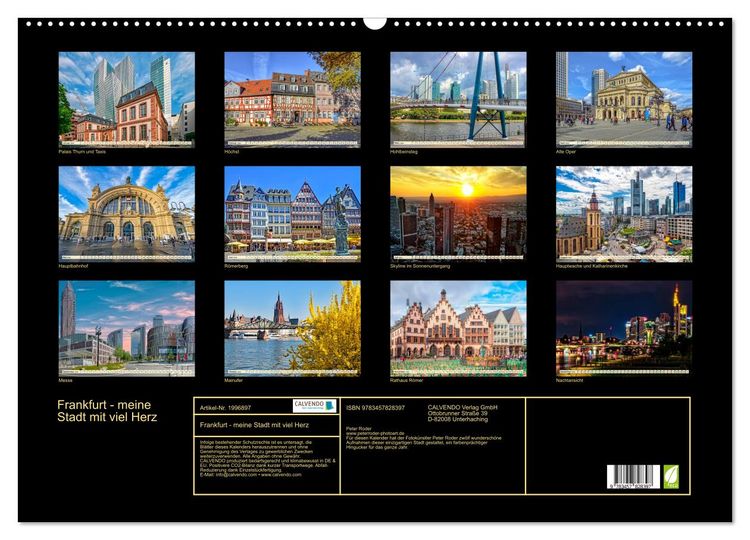 Produktbild: Frankfurt - meine Stadt mit viel Herz (Wandkalender 2026 DIN A2 quer), CALVENDO Monatskalender