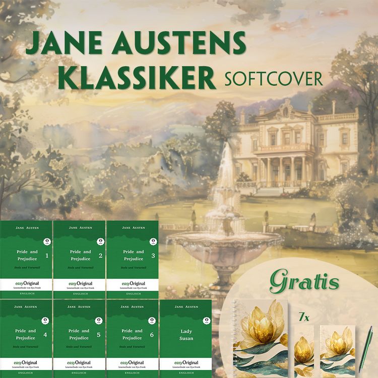 Produktbild: Jane Austens Klassiker Softcover (7 B&uuml;cher + Audio-Online + exklusive Extras) - Frank-Lesemethode