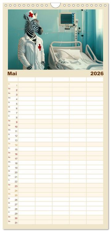 Produktbild: Familienplaner 2026 - Tierisch lustige Krankenpfleger mit 5 Spalten (Wandkalender, 21 x 45 cm) CALVENDO