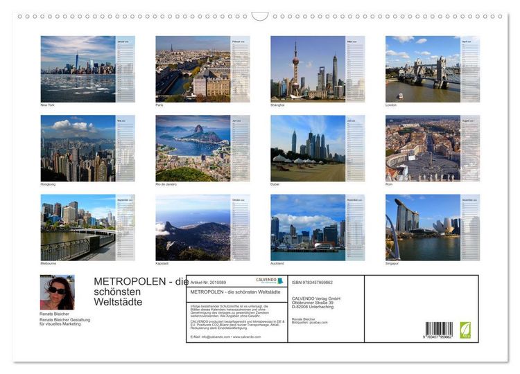 Produktbild: METROPOLEN - die sch&ouml;nsten Weltst&auml;dte (Wandkalender 2026 DIN A2 quer), CALVENDO Monatskalender