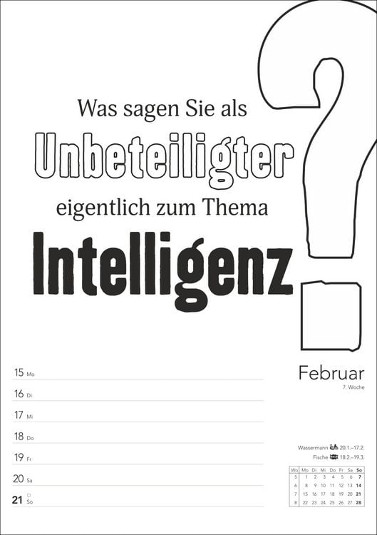 Produktbild: Typo-Spr&uuml;che-Kalender s/w Wochenplaner 2027 - mit 53 witzigen Spr&uuml;chen