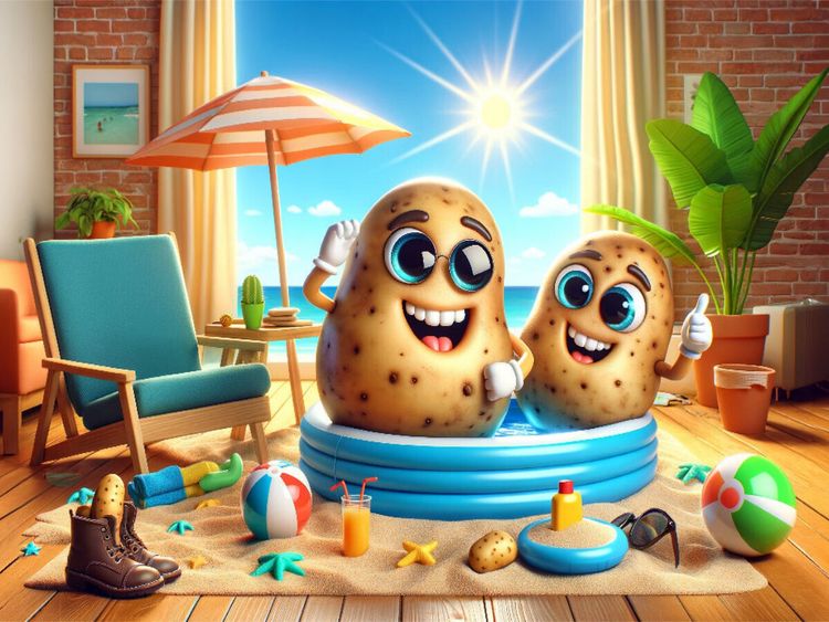 Produktbild: CALVENDO Puzzle Sommerspa&szlig; im Wohnzimmer: Kartoffeln im Planschbecken | 1000 Teile Lege-Gr&ouml;&szlig;e 64x48cm Foto-Puzzle f&uuml;r gl&uuml;ckliche Stunden