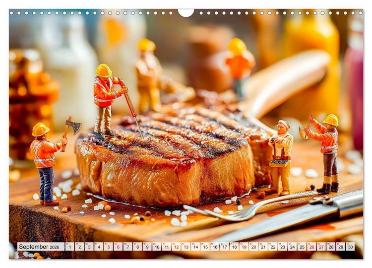 Produktbild: BBQ in Miniatur - Kleine Helden am Braten und Grillen (Wandkalender 2026 DIN A3 quer), CALVENDO Monatskalender